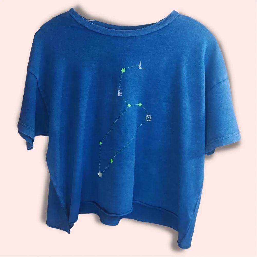American Eagle | Women's Blue Constellation & Stars Crop Top | Size X-Small |
